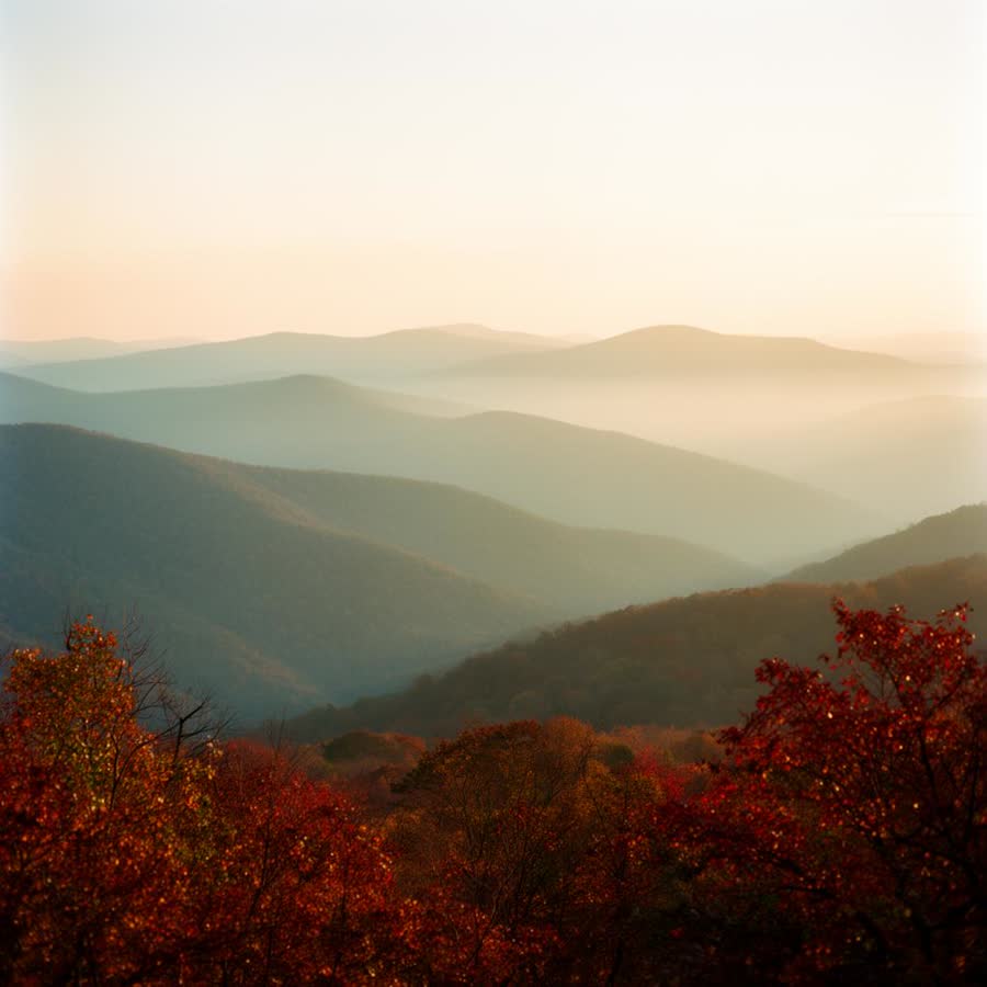 Mist over the Blue Ridge Mountains in Shenandoah at sunrise